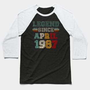 36 Years Old Legend Since April 1987 36th Birthday Baseball T-Shirt